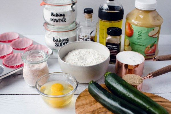 Ingredients for delicious zucchini muffins
