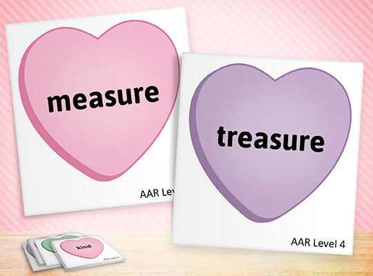 pink and purple rhyming heart cards