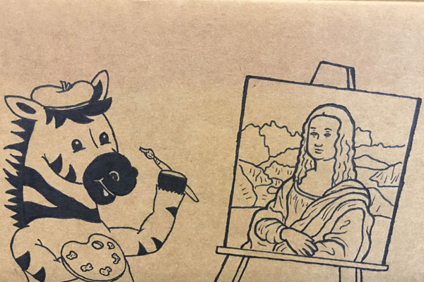 Box art of Ziggy painting Mona Lisa