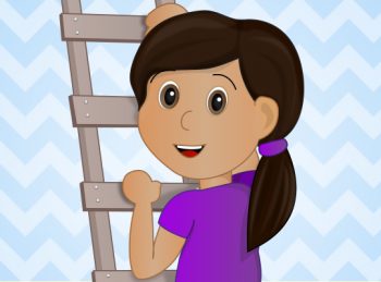 girl climbing a ladder with no gaps