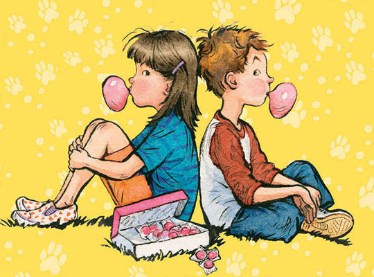Book cover showing Henry and Beezus sitting blowing bubbles.