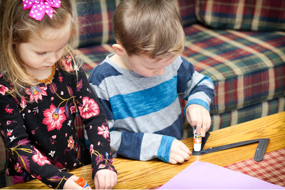 children work on their letter z craft