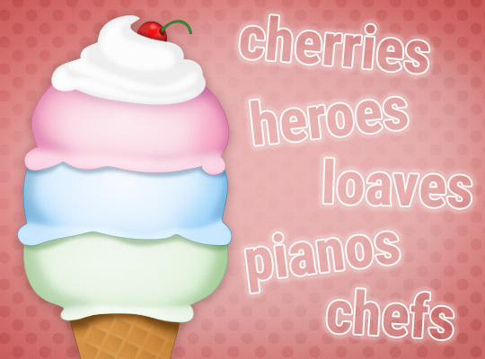 ice cream cone rules making words plural