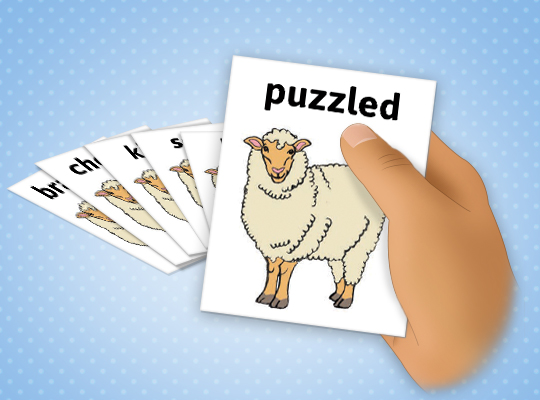 sheep card for reading with expression activity