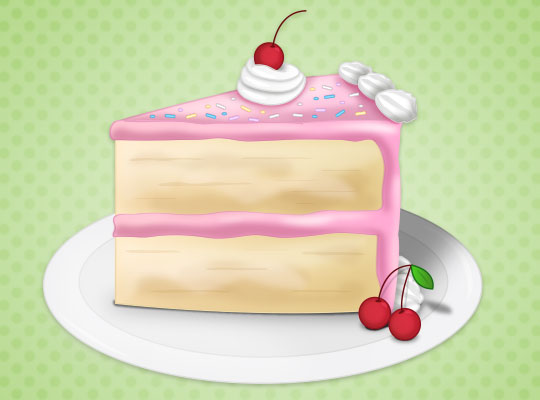 a piece of cake with pink frosting