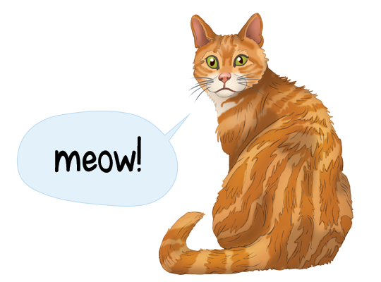 cat using the onomatopoeia word 'meow'