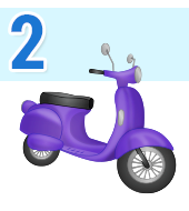 cartoon illustration of a moped